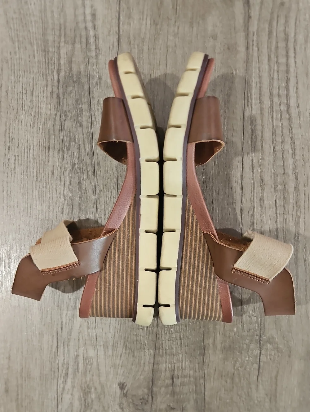MIA Adley wedge  brown & tan women's sandals size 8.5